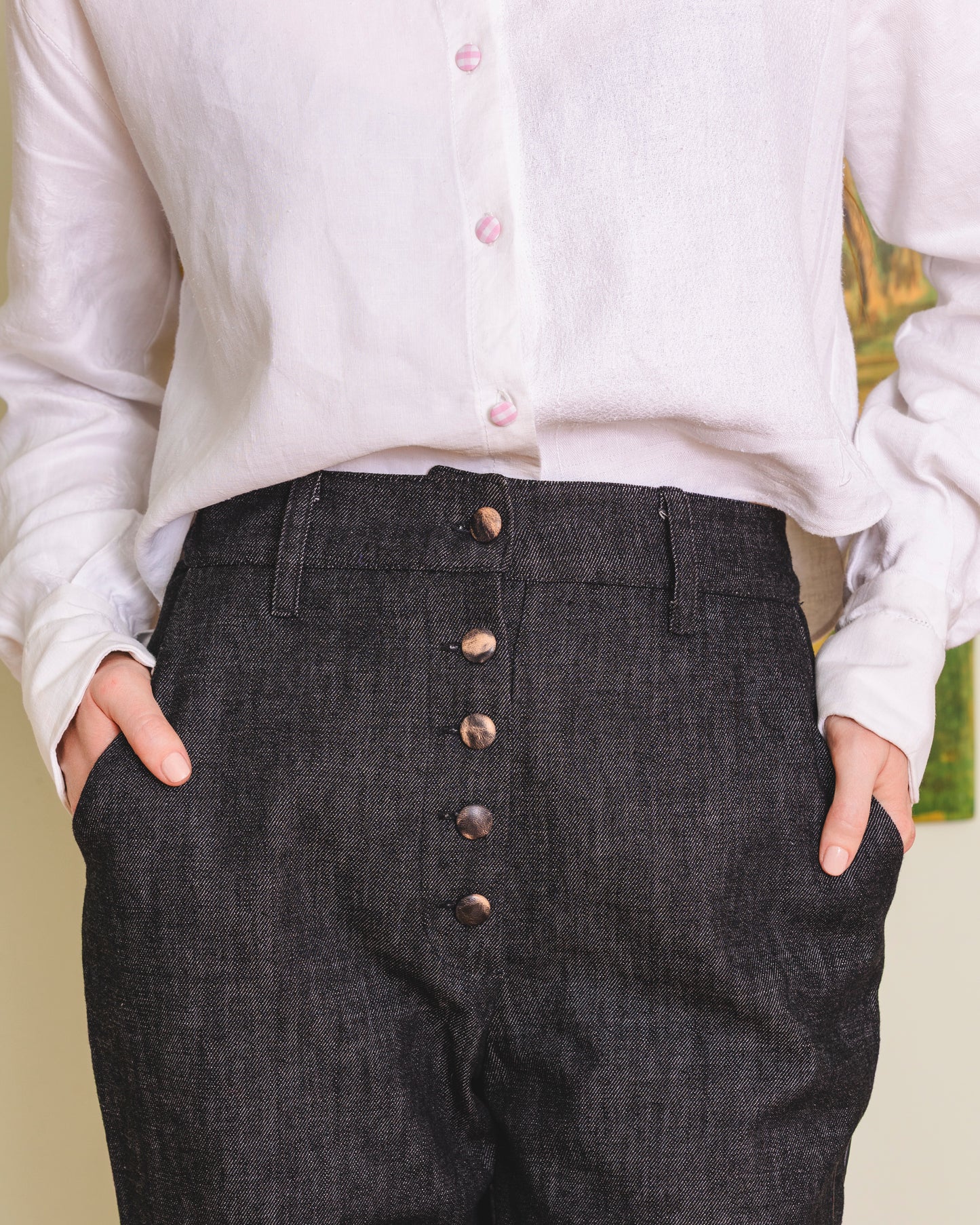 Vice Versa Pants - Black Denim & Leather