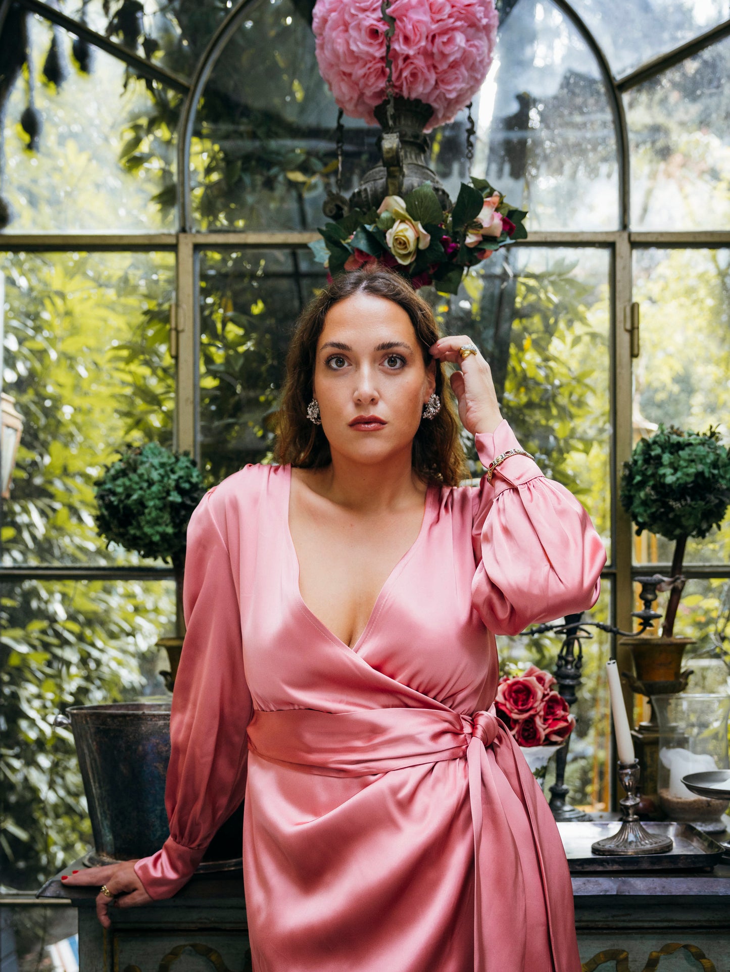 Madeleine Dress Pink Satin