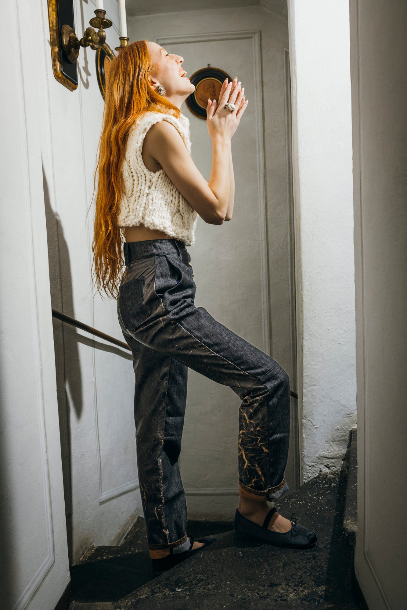 Vice Versa Pants - Black Denim & Leather