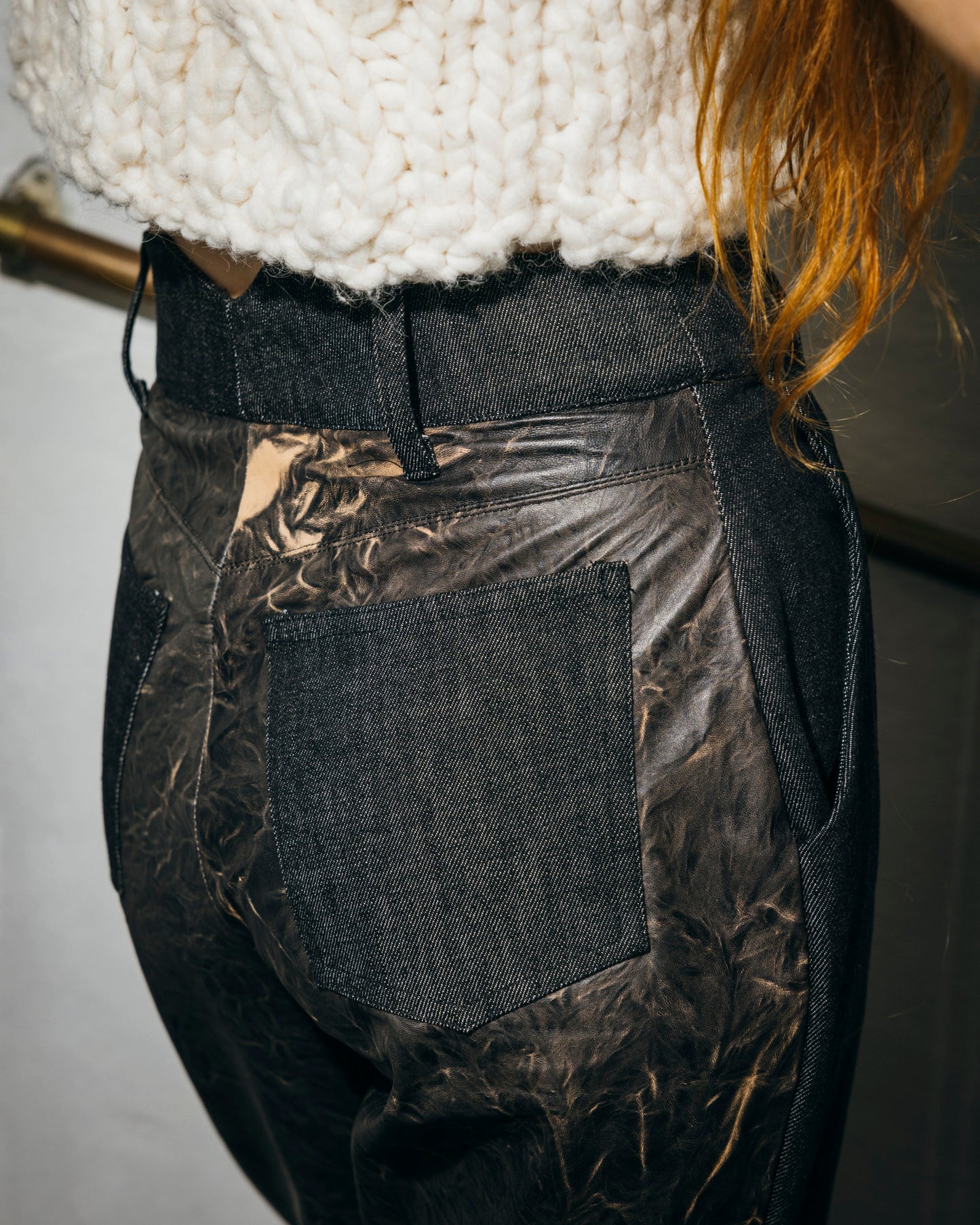 Vice Versa Pants - Black Denim & Leather
