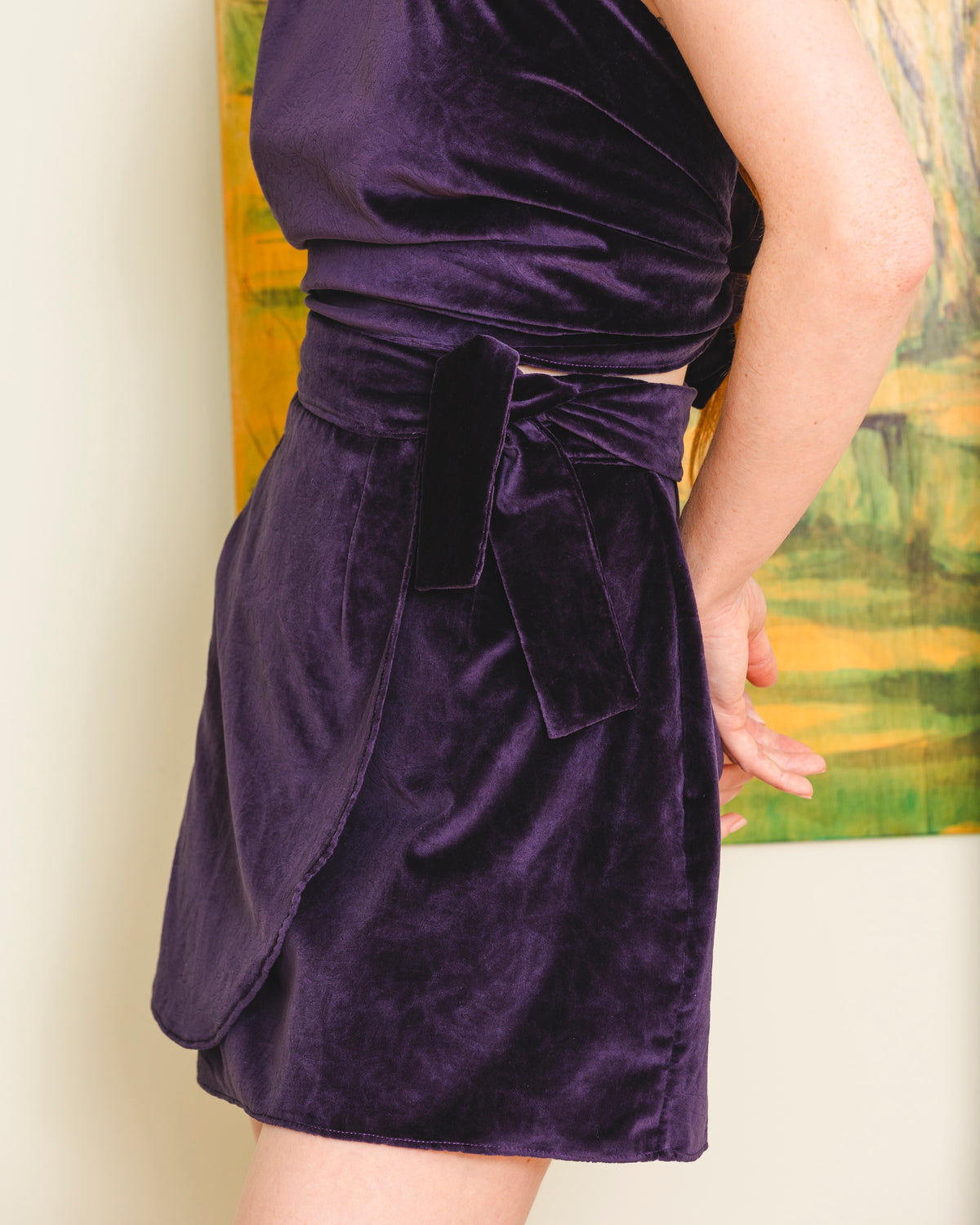 Amaretto Skirt - Velvet Purple Flowers