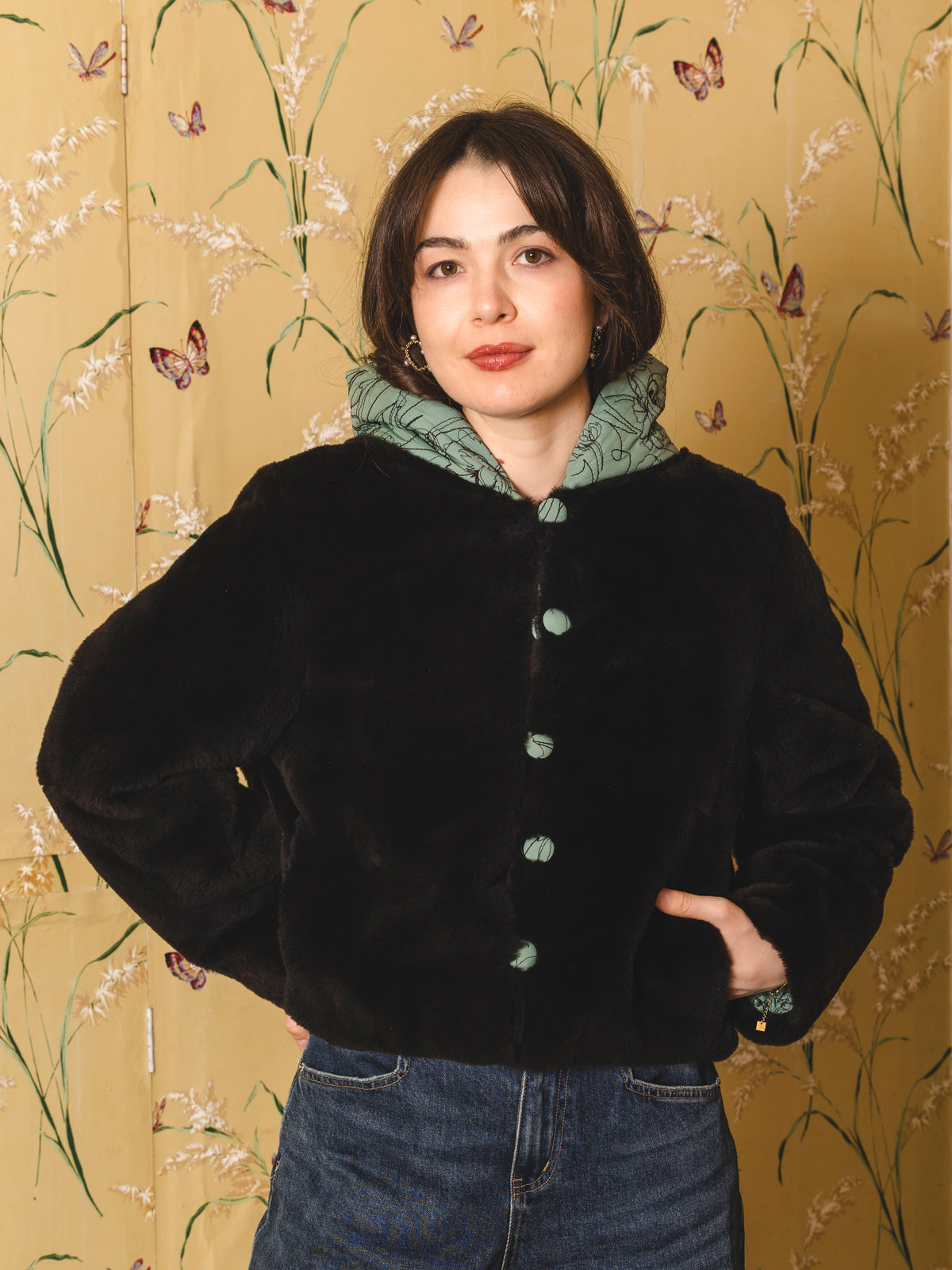 Reversible fur jacket