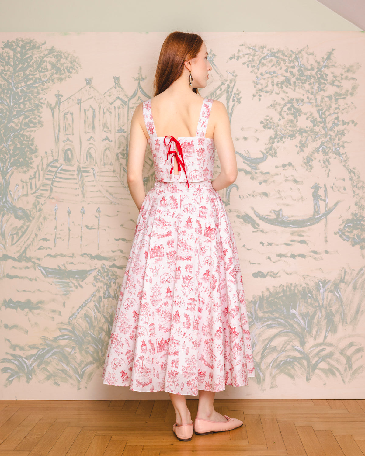 Carlotta Skirt - white and red voyage