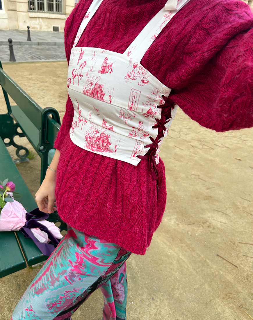 Sweet&Laced Top โ๏ธ๐ Toile de Jouy Fuchsia