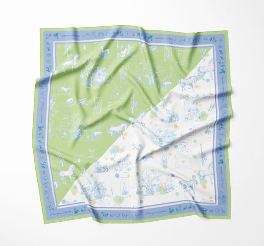 Grace Carré Pois Toile de Jouy - Green