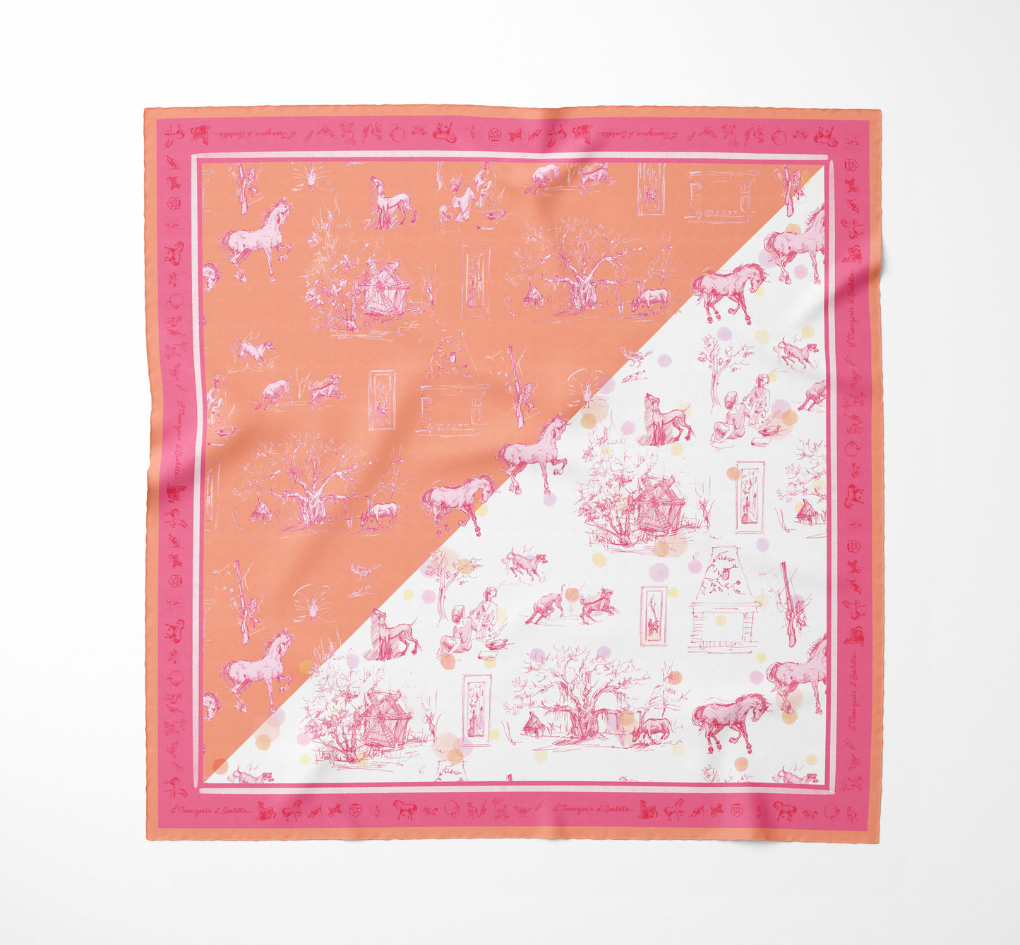 Grace Carré Pois Toile de Jouy - Peach