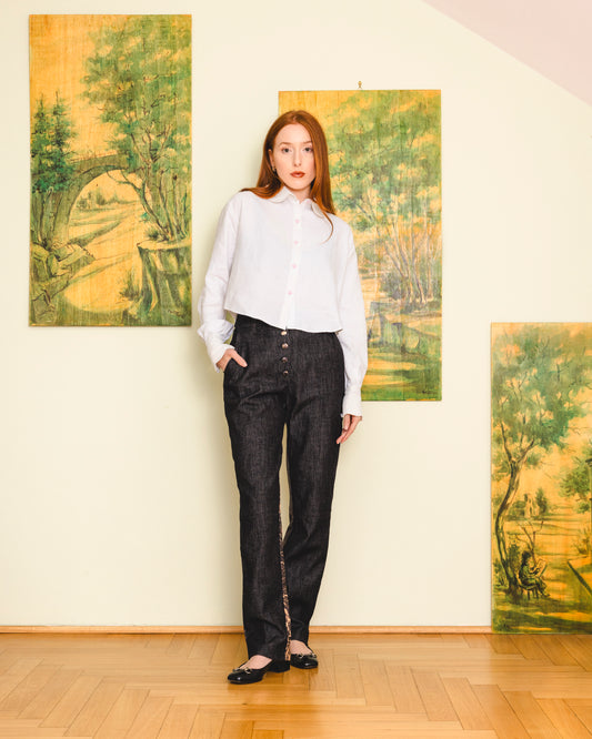 Vice Versa Pants - Black Denim & Leather