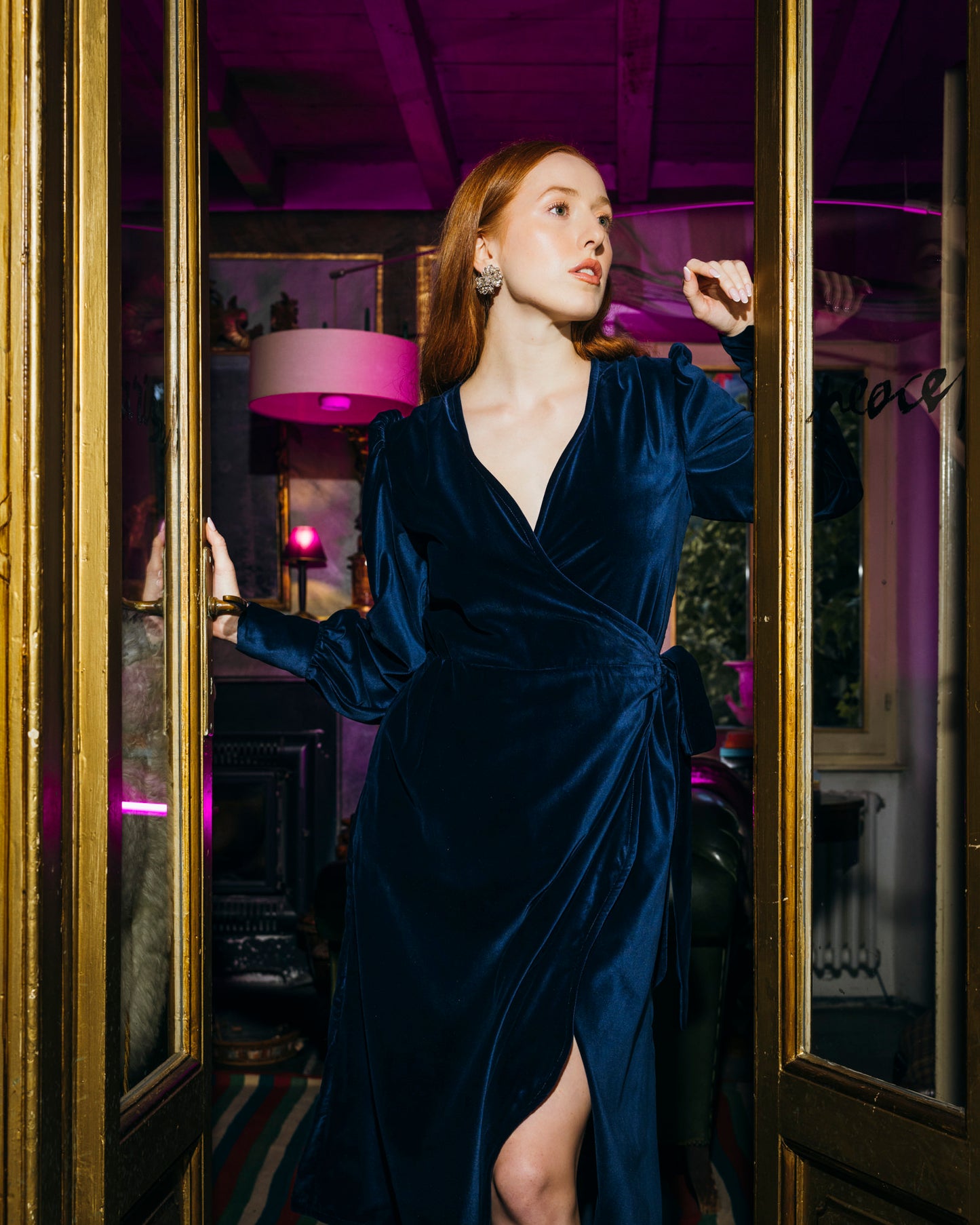 Mimosa Dress Blue Velvet