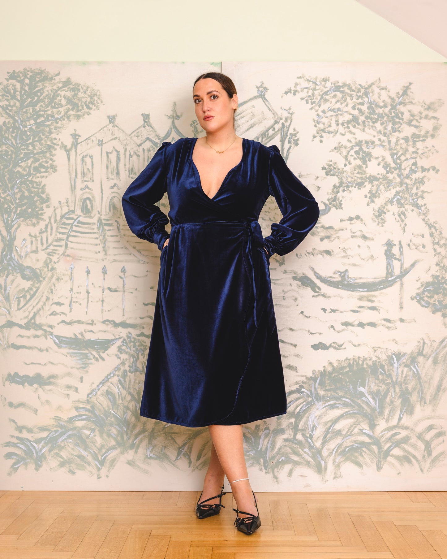 Mimosa Dress Blue Velvet