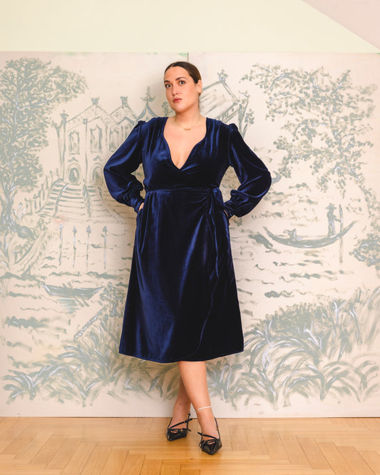 Mimosa Dress Blue Velvet