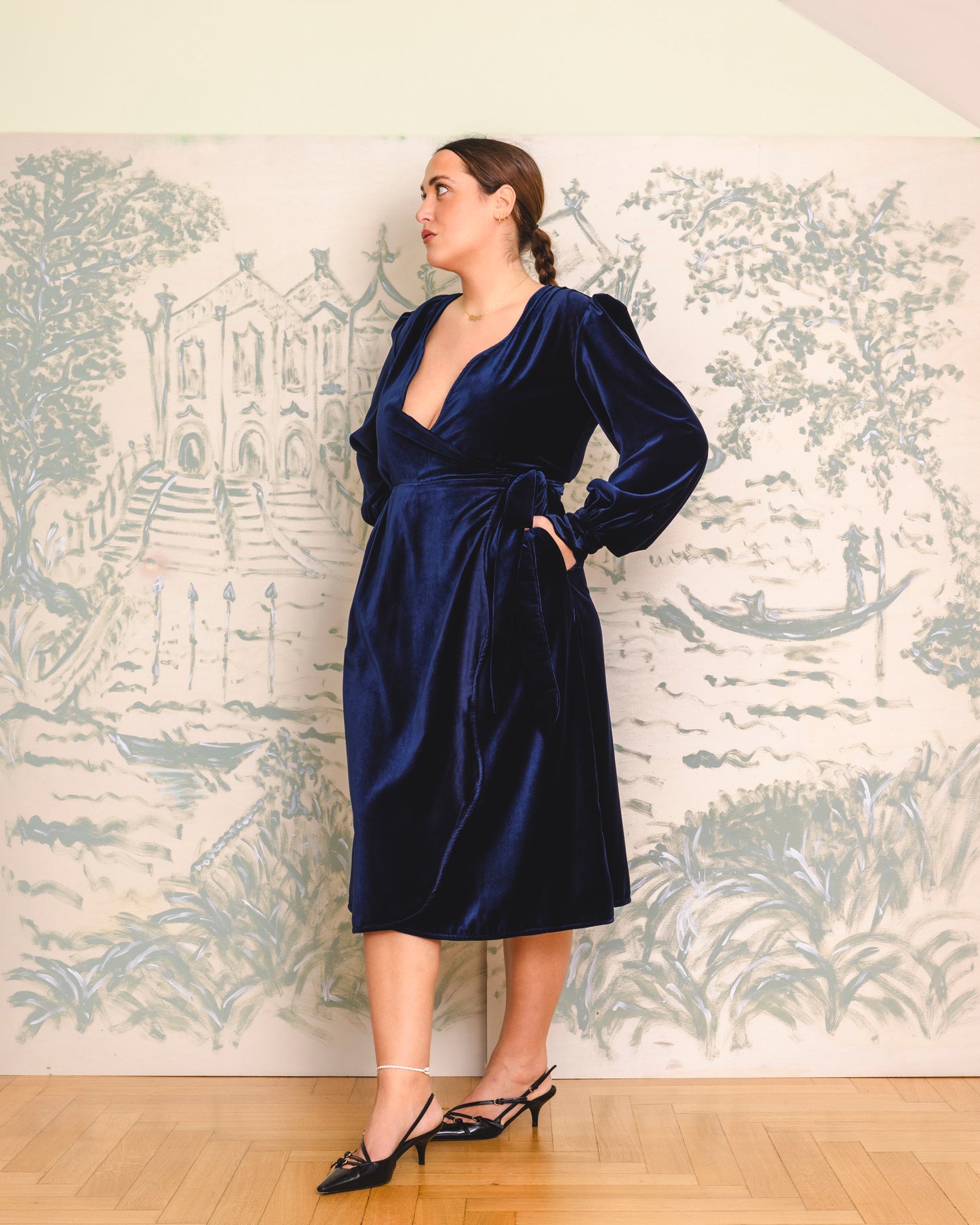 Mimosa Dress Blue Velvet