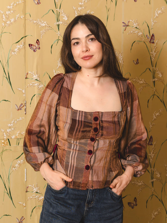 Bloom & Laced - Brown tartan velvet