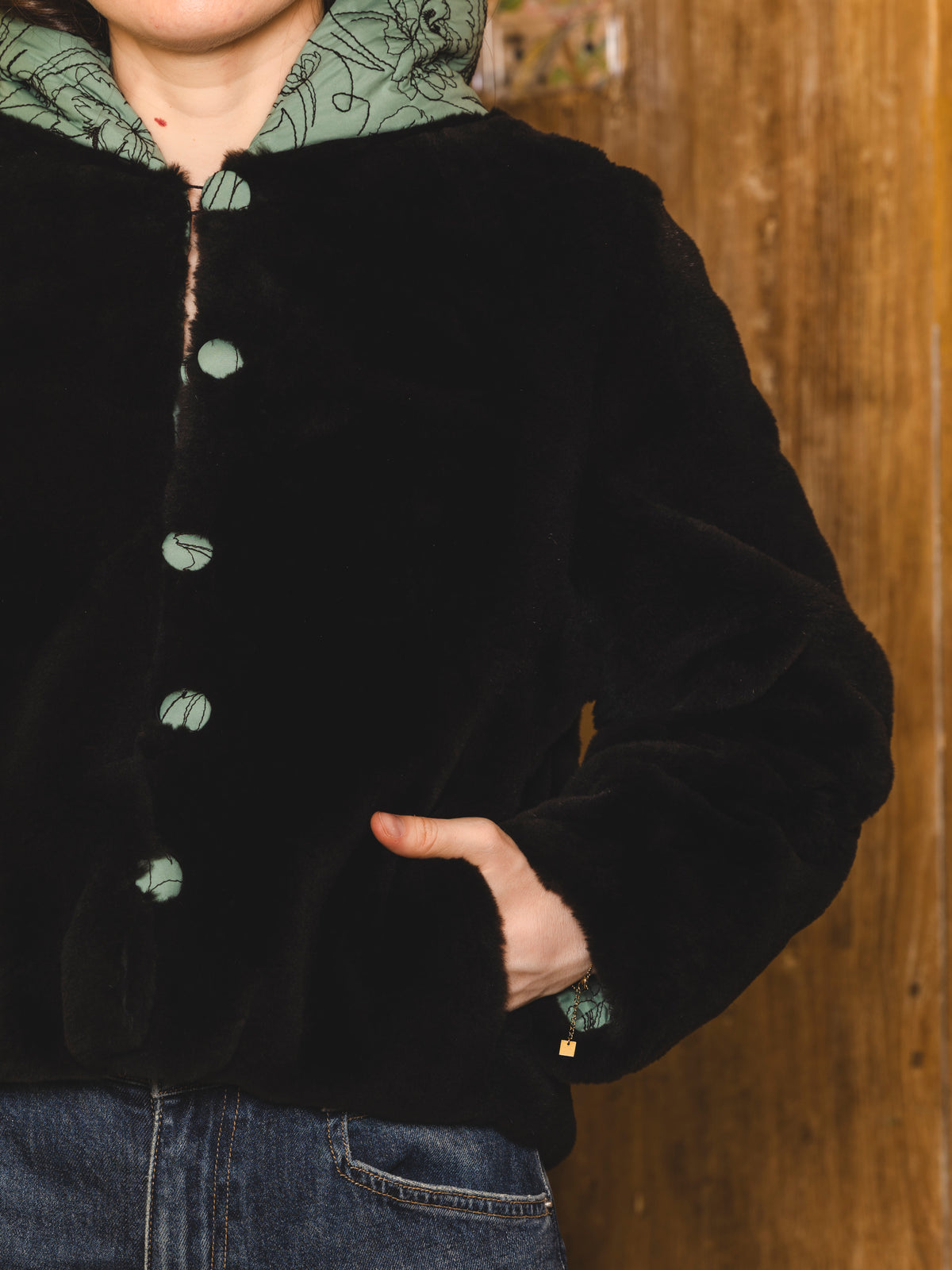 Reversible fur jacket