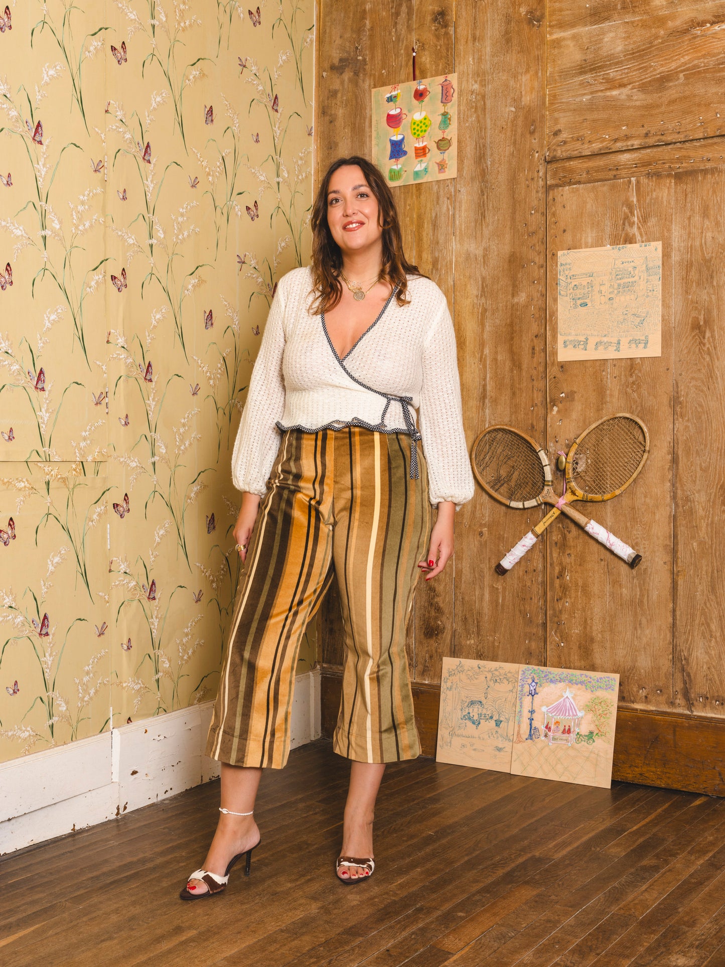 Sophia Capri Pants - Velvet Stripes