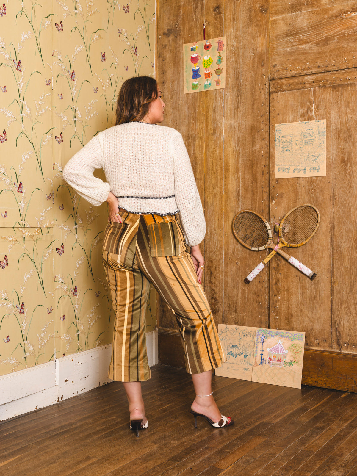Sophia Capri Pants - Velvet Stripes