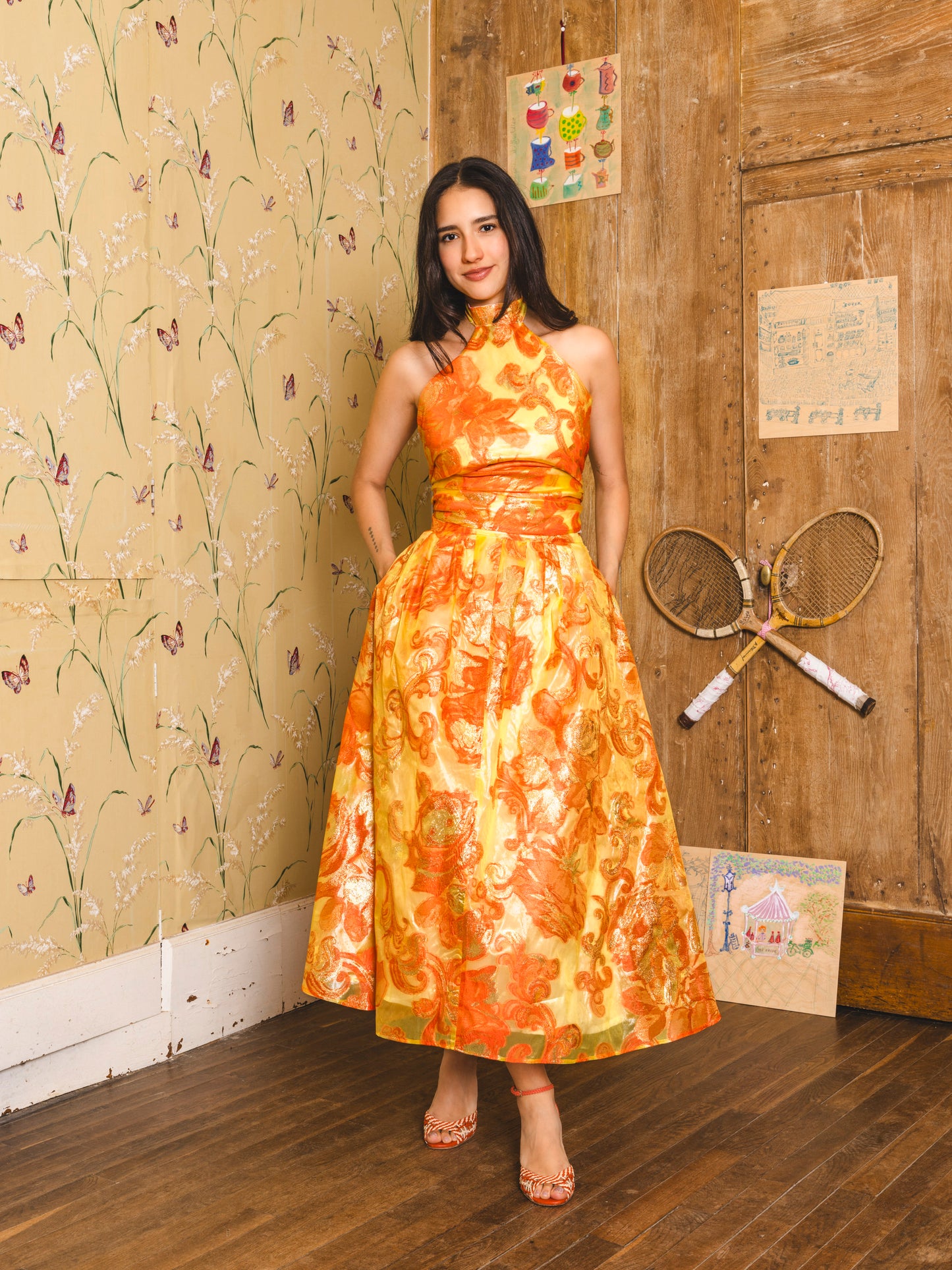 Lune top - Orange flowers