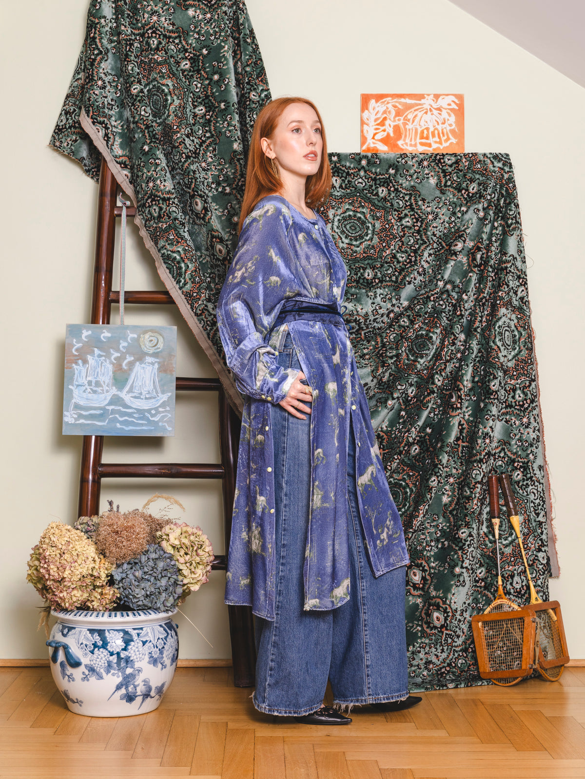 Peony dress - Velvet Toile de Jouy