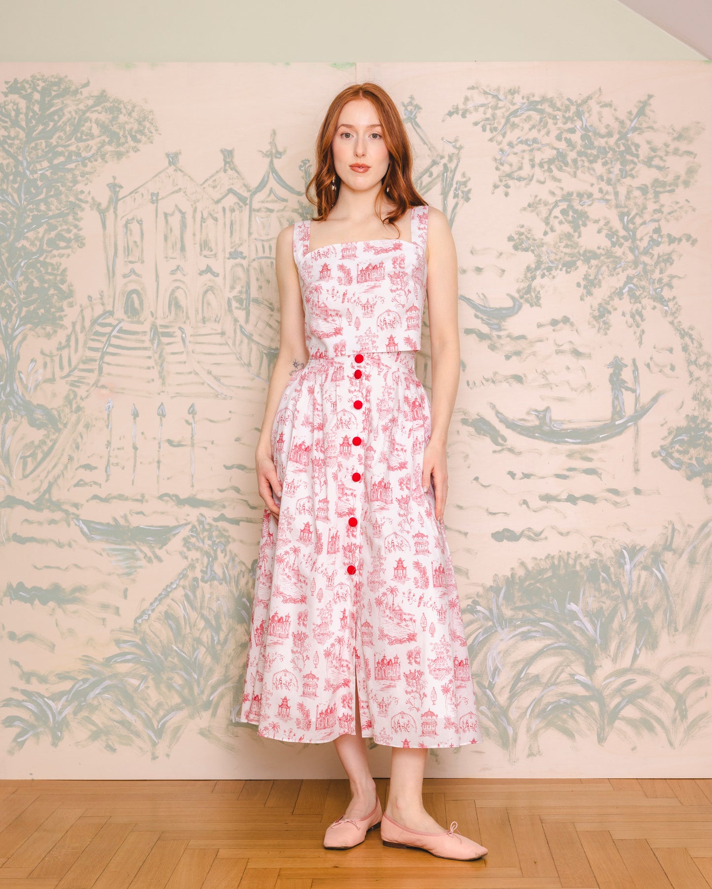 Carlotta Skirt - white and red voyage