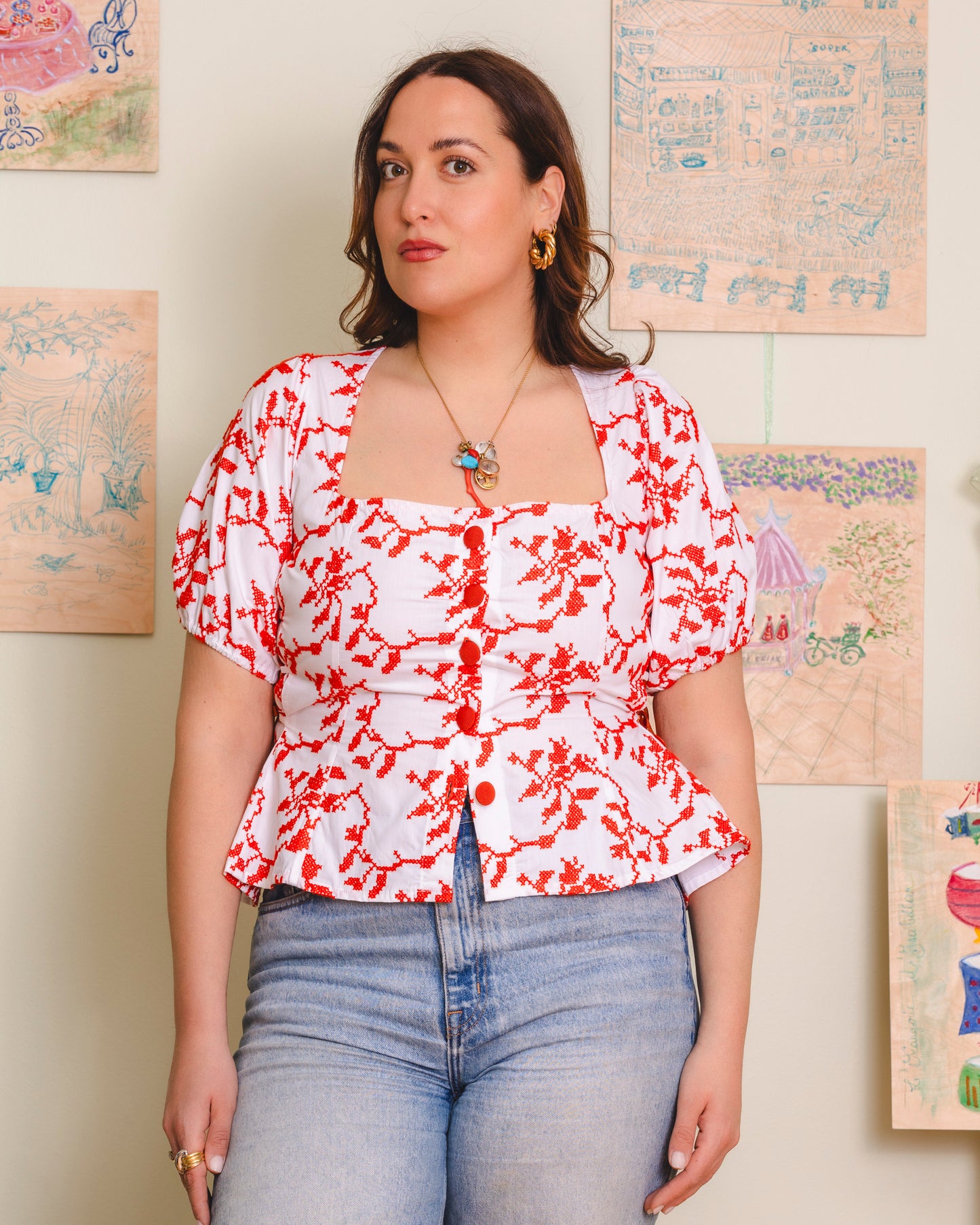 Bloom & Laced blouse - orange