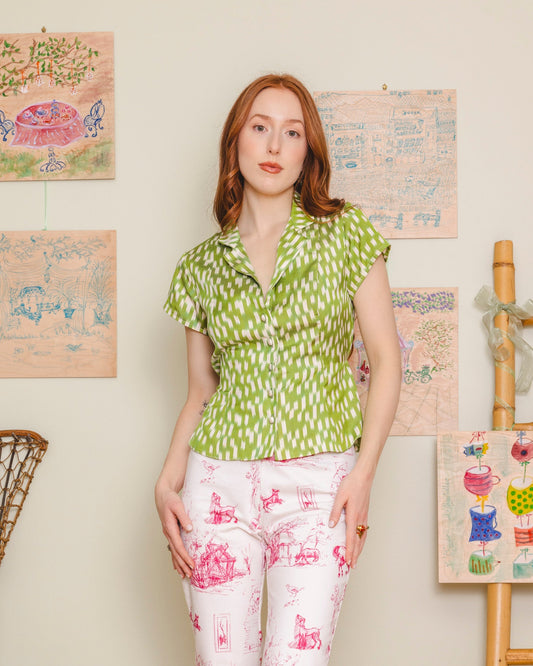 Tini Tiny Shirt - Green Ikat