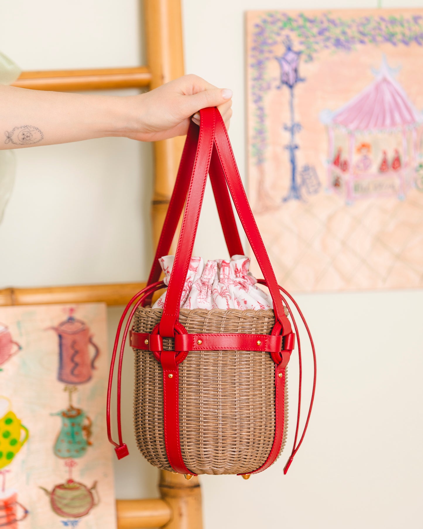 Berry picking bag - red