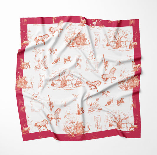 Grace Carré Fuchsia Toile de Jouy