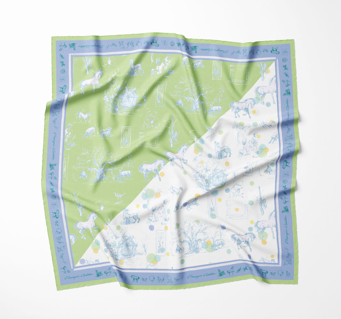 Grace Carré Pois Toile de Jouy - Green